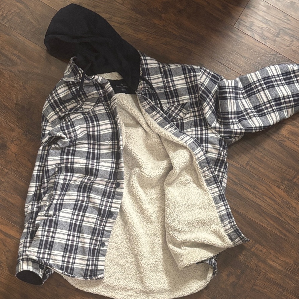 Plaid Hooded Jacket with Sherpa Lining